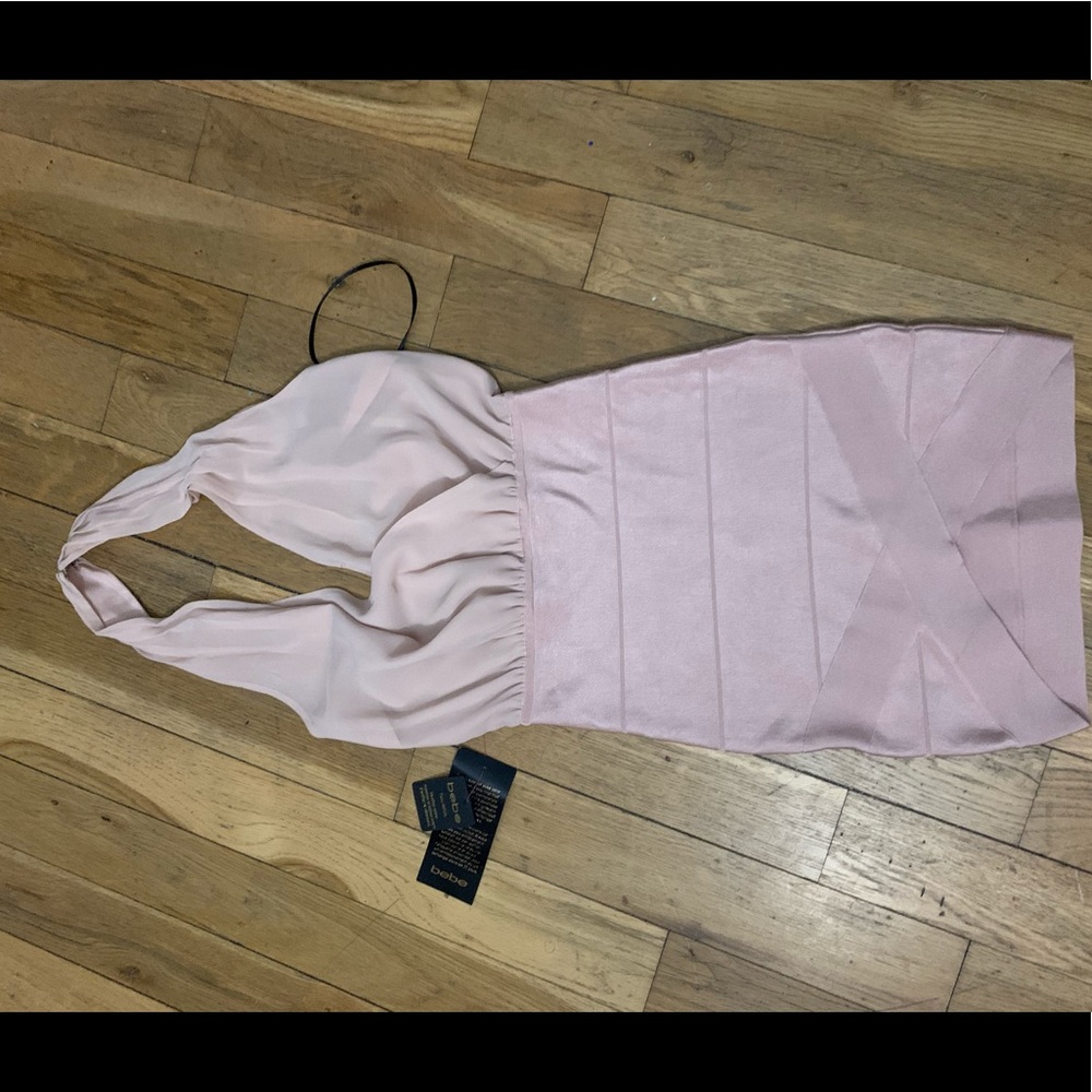 Bebe drape halter twofer dress